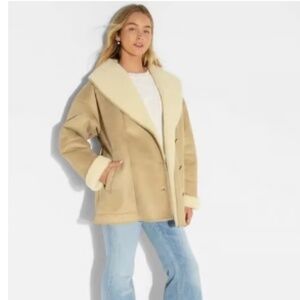 Wild Fable Women's Shawl Collar Shearling Coat/ size S